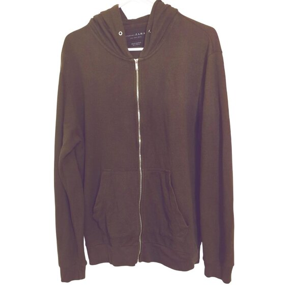Zara Essentials Daily Outfit Full Zip Hooded Jacket Olive Green Size XL - Picture 1 of 7